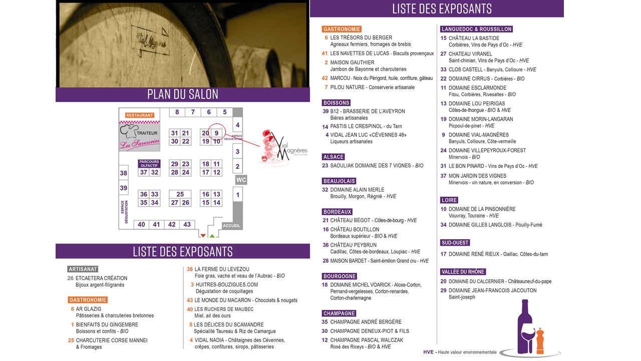 Salon vins, gastronomie et artisanat  O'Racines Béziers les 27 et 28 'novembre 2021